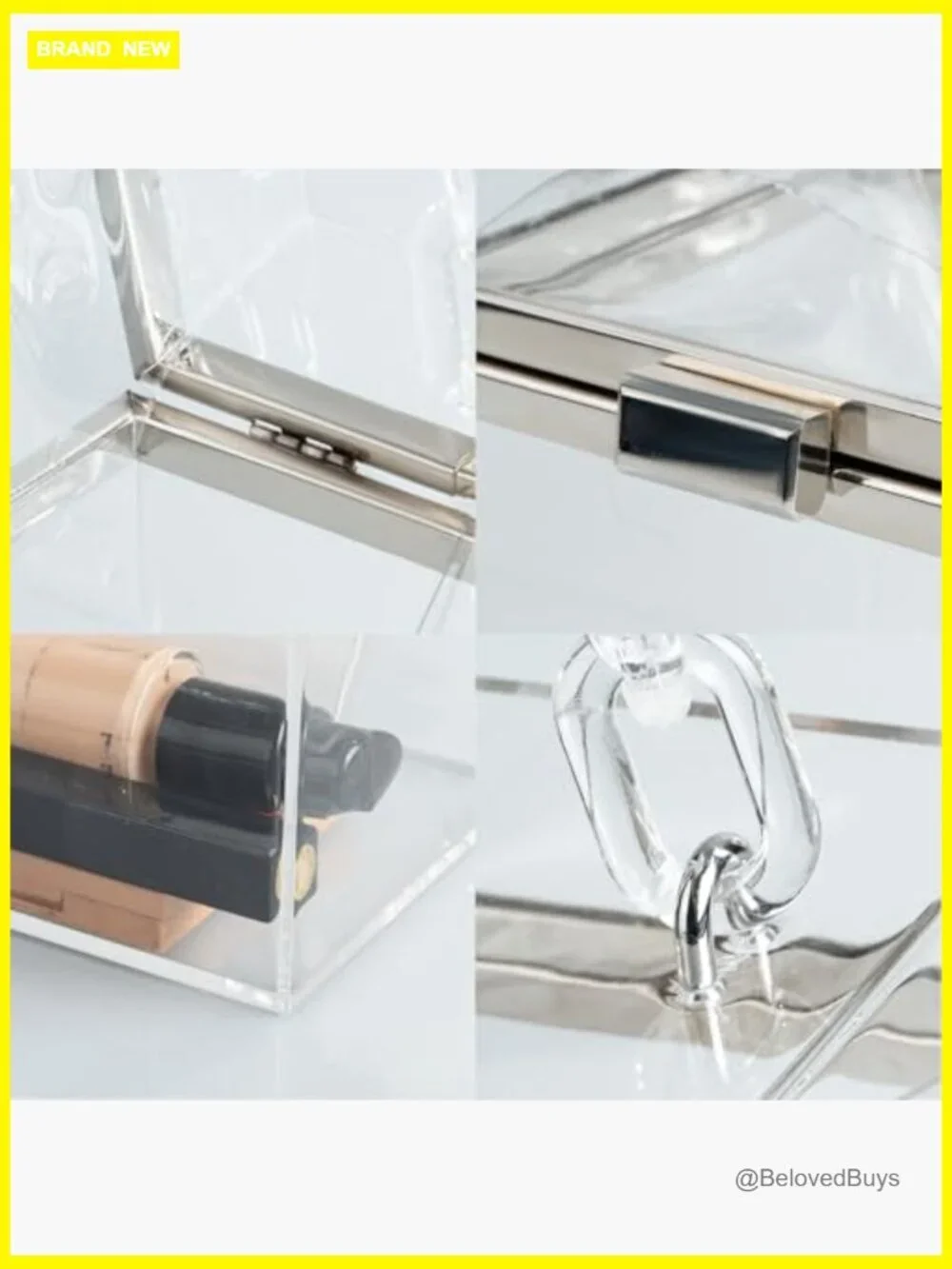 Clear Acrylic Clutch Bag Transparent Crossbody Evening Chain Strap